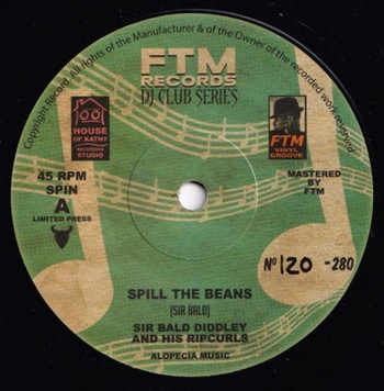 Sir Bald Diddley and His Ripcurls - Spill the Beans   (7")