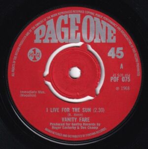 Vanity Fare – I Live for the Sun (7")
